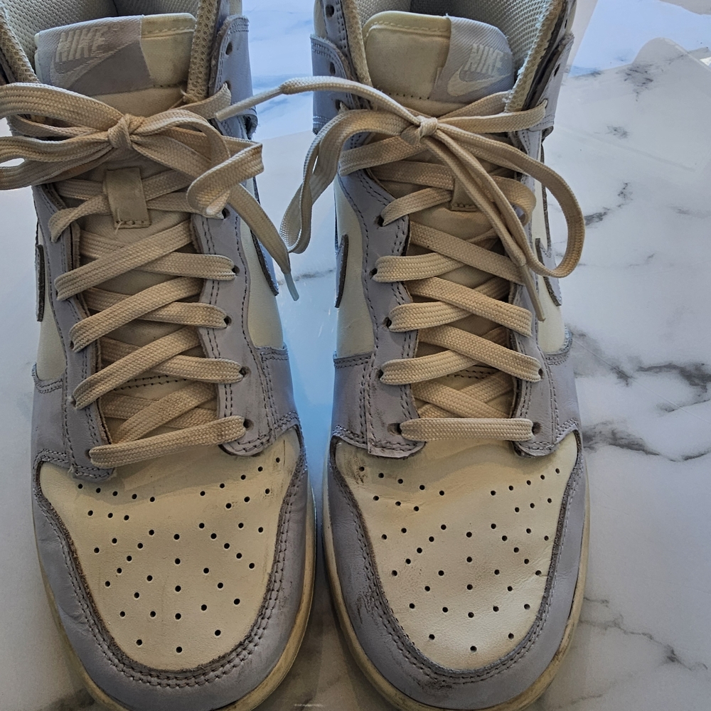 Nike High-Top Sneakers in Cream and Gray